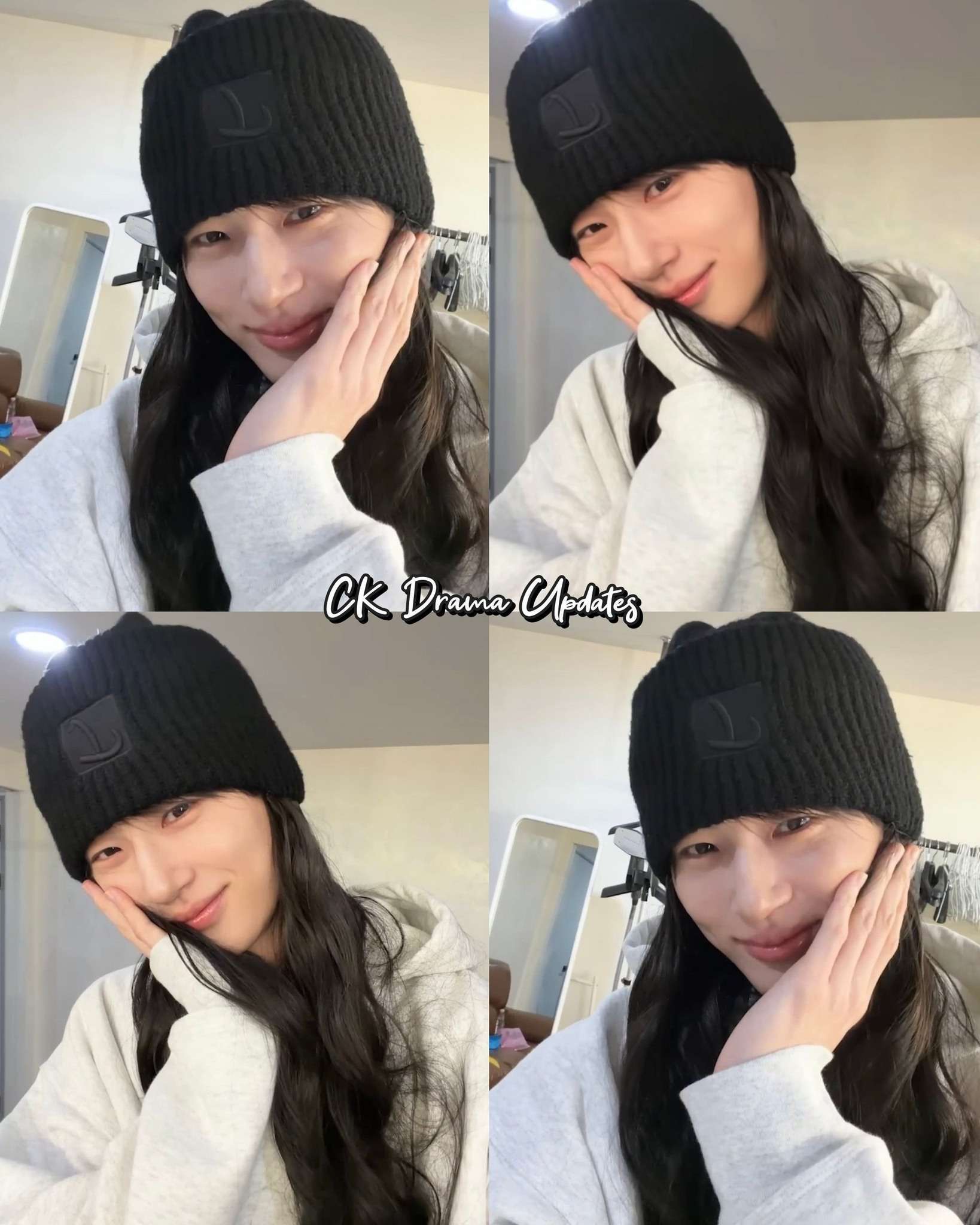 Looking absolutely gorgeous byeonwooseok in Long Hair !  
During Varo Entertainment’s Lunar New Year Lucky Pouch Challenge, he received a black beanie stuffed with a long wig from Park Jeong woo and rocked it over his oversized hoodie. Posing in the mirror and flashing peace signs, he looked elegant, pretty ,playf CK Drama Updates