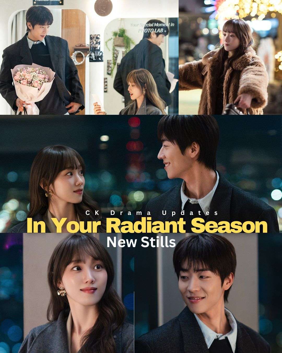 MBC has released new stills from tonight’s episode of inyourradiantseason , capturing the deepening romance between song haran and sunwoo chan 
The newly revealed images show the couple enjoying sweet date moments in Seoul as their bond grows stronger after confirming their feelings. However, a subtle tension and the arrival of an unexpected person hint that their relationship may soon face a new turning point . CK Drama Updates