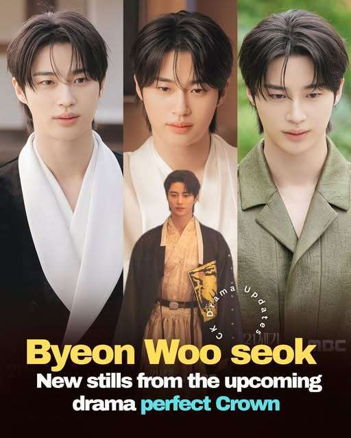 MBC has released new stills of Byeon Woo Seok from perfectcrown  where he takes on the role of Prince Yi An, a member of the royal family. 
Exuding a refined and composed aura, his character stands out with a sophisticated charm that blends quiet intensity with effortless charisma. From sharply tailored looks to understated yet powerful styling, every detail reflects a figure who commands attention without needing to try further heightening anticipation for his portrayal in the drama CK Drama Updates