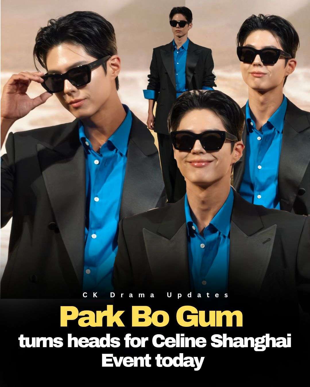 Global Ambassador parkbogum made a high profile appearance at the Celine event in Shanghai today, instantly becoming the center of attention.  
Dressed in a sharp, tailored black blazer paired with a vibrant cerulean blue shirt, the actor perfectly balanced classic sophistication with a modern edge. CK Drama Updates