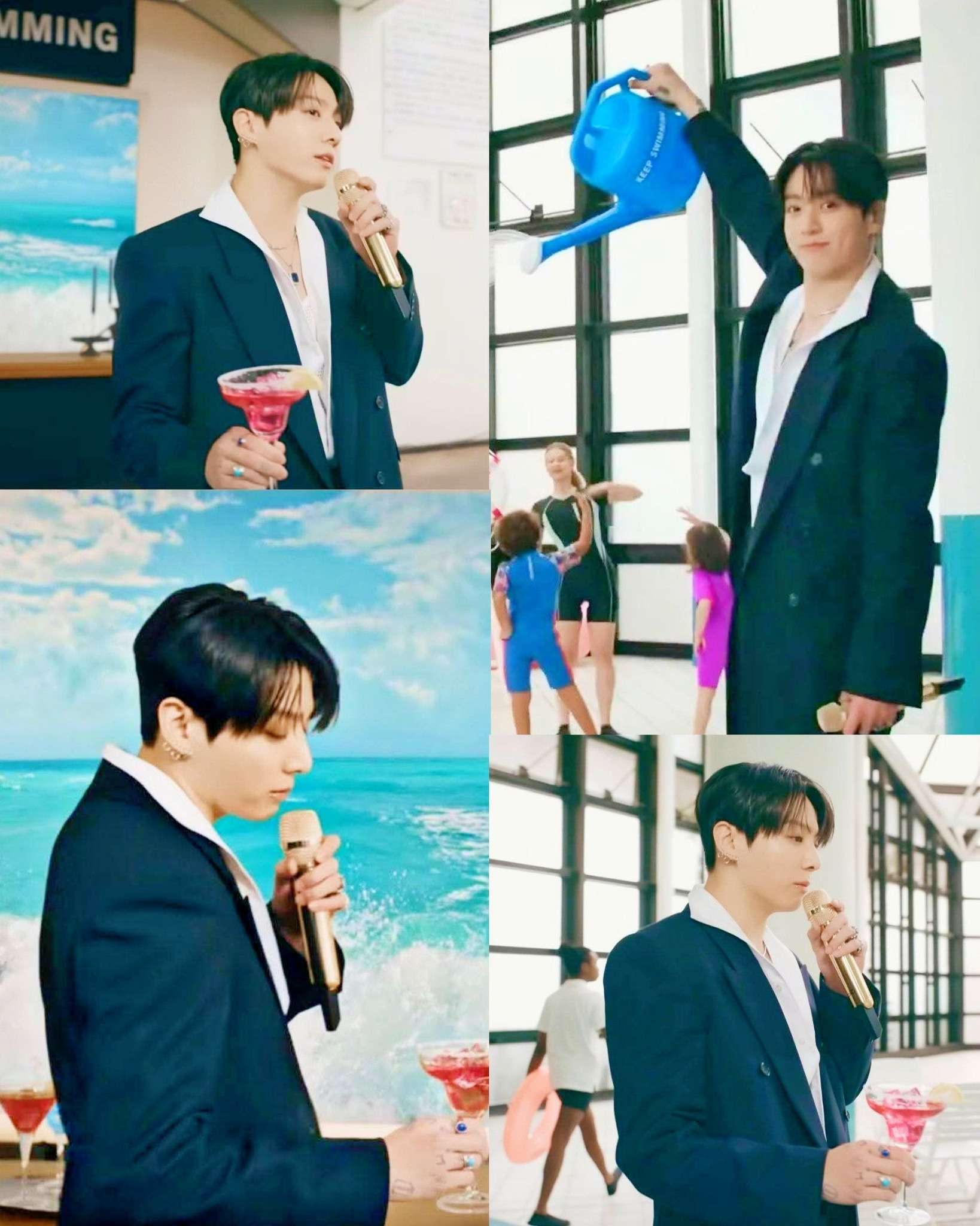 jungkook during the "SWIM (Swimming Pool ver.) live clip performance. Kdrama