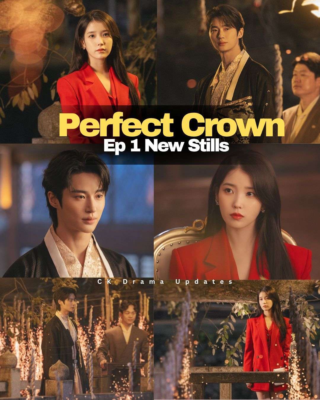 MBC has released new stills from Episode 1 ahead of tonight’s premiere of perfectcrown  
The stills show Seong Hui Ju standing out at a royal banquet in a bold red suit, effortlessly drawing attention. In another moment, she and Grand Prince Ian are seen in the same space, their eyes meeting briefly as the atmosphere glows with the  fireworks.  
The images capture a quiet yet intense moment, focusing on their presence and the subtle tension between them .  
Premiering tonight at 9:40 p.m. KST on MBC and Disney CK Drama Updates