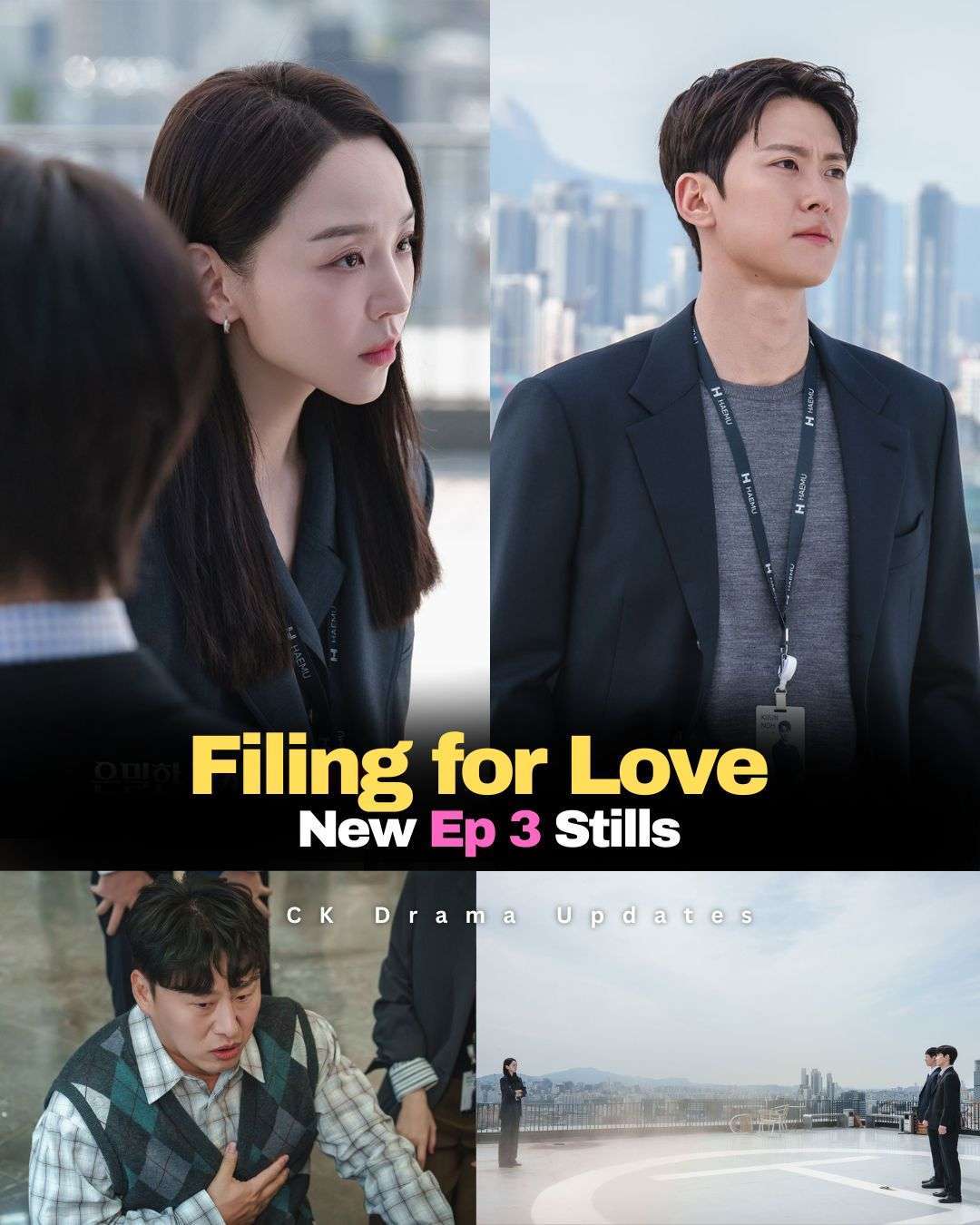 tvN has released new stills for filingforlove Episode 3, offering a glimpse of rising tension within Audit Team 3. Set on a rooftop, the scene shows a serious atmosphere as the characters gather amid a challenging situation at work. Joo In Ah is seen facing Noh Ki Jun and the team, with a firm and composed expression. The Audit Team 3 members also appear focused and determined, hinting at a serious discussion taking place. Ck Drama updates