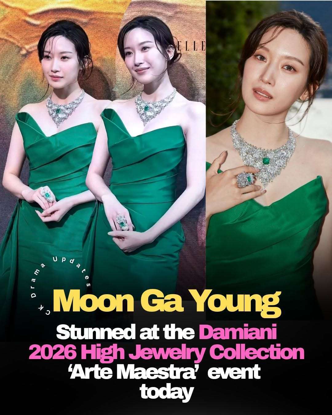 moongayoung attended Damiani’s 2026 High Jewelry Collection ‘Arte Maestra’ event today, captivating attendees with an effortlessly elegant appearance.  
​The actress turned heads in a striking emerald green silk satin gown that beautifully complemented the dazzling high jewelry pieces selected for the occasion. Ck Drama updates